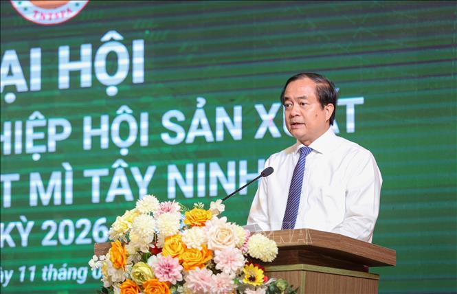 Ông Nguyễn Hồng Thanh, Phó Chủ tịch UBND tỉnh Tây Ninh phát biểu tại Đại hội. Ảnh: Giang Phương – TTXVN