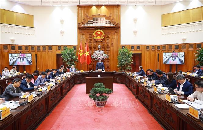 Thủ tướng Phạm Minh Chính chủ trì Phiên họp lần thứ năm của Ban Chỉ đạo xây dựng nhà máy điện hạt nhân. Ảnh: Dương Giang-TTXVN
