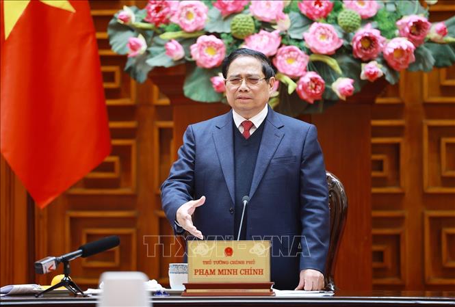 Thủ tướng Phạm Minh Chính chủ trì Phiên họp lần thứ năm của Ban Chỉ đạo xây dựng nhà máy điện hạt nhân. Ảnh: Dương Giang-TTXVN
