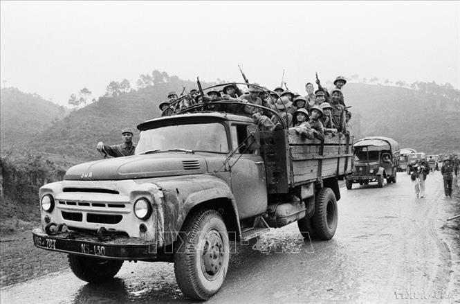 Bộ đội ta hành quân lên mặt trận phía Bắc, tháng 2/1979. Ảnh: Nhật Trường - TTXVN