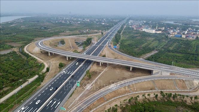 Toàn bộ nút giao Thanh Hà, Hải Phòng nhìn từ trên cao. Ảnh: TTXVN phát.