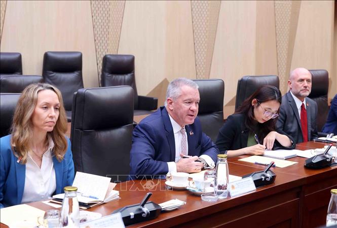 US Assistant Secretary of State for East Asian and Pacific Affairs Michael DeSombre speaks at the meeting. VNA Photo: Phạm Kiên 