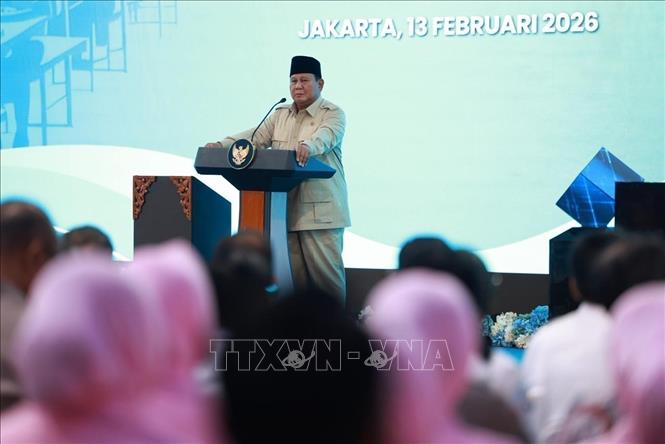 Tổng thống Indonesia Prabowo Subianto phát biểu tại buổi lễ. Ảnh: Đỗ Quyên – PV TTXVN tại Indonesia