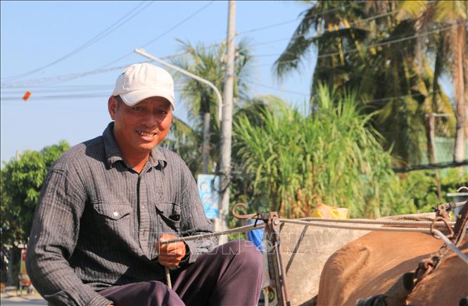 Nhờ có con ngựa kéo xe mà gia đình anh Nonh Oanh Nô (ngụ ấp Vĩnh Tân,  xã An Cư, tỉnh An Giang) có thu nhập ổn định. Ảnh: Công Mạo-TTXVN