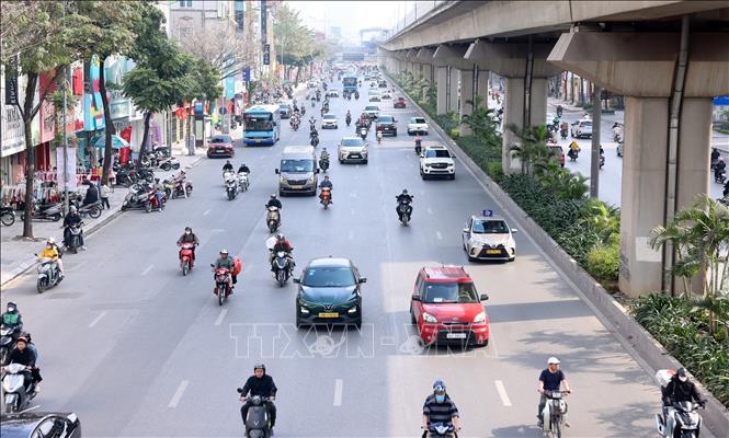 Sáng 14/2, đường Nguyễn Trãi (Hà Nội) không còn cảnh tắc đường như mỗi buổi sáng. Ảnh: Quốc Khánh - TTXVN