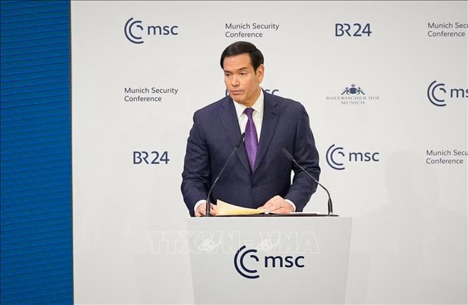 Ngoại trưởng Mỹ Marco Rubio phát biểu tại Hội nghị an ninh Munich ở bang Bavaria, Đức. Ảnh: REUTERS/TTXVN