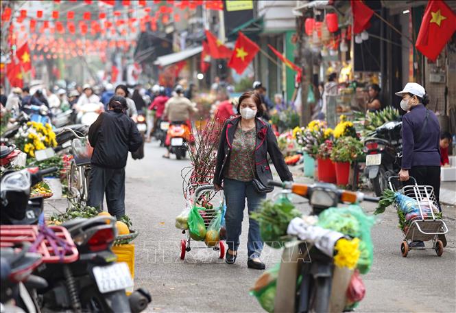 Người dân đi chợ truyền thống, chợ dân sinh để mua sắm Tết. Ảnh: Thanh Tùng - TTXVN