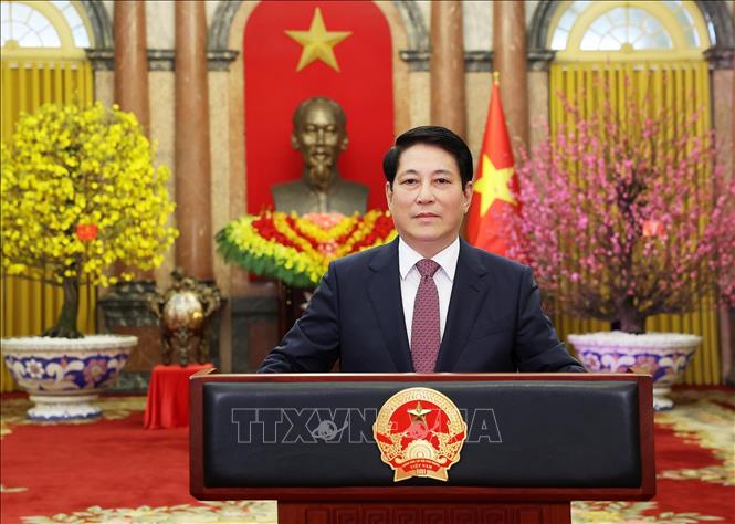 Chủ tịch nước Lương Cường chúc Tết Bính Ngọ 2026 tới đồng bào, đồng chí, chiến sĩ cả nước và kiều bào ta ở nước ngoài. Ảnh: Lâm Khánh - TTXVN