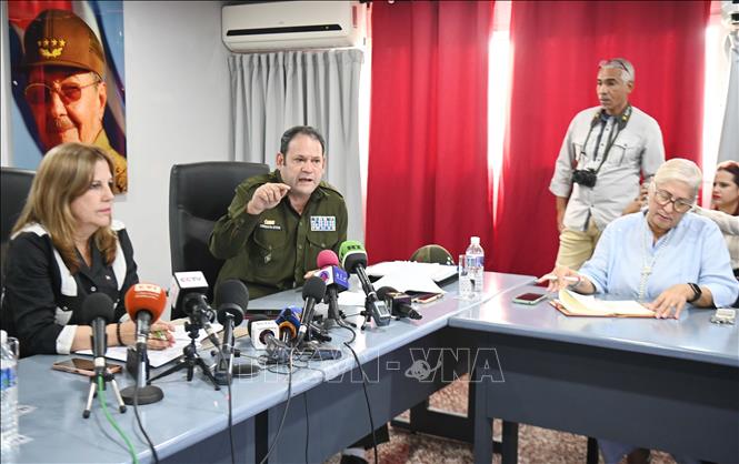 Thượng tá Juan Carlos Poey Guerra nhấn mạnh Cuba luôn sẵn sàng hợp tác và chia sẻ thông tin với Mỹ trong cuộc chiến chống ma túy. Ảnh: Việt Hùng - PV TTXVN tại Cuba