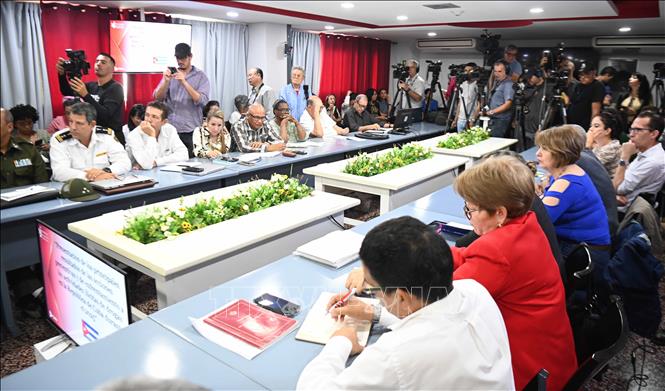 Quang cảnh họp báo. Ảnh: Việt Hùng - PV TTXVN tại Cuba