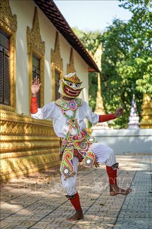 Khỉ thần Hanuman dũng mãnh, thiện chiến. Ảnh: Khánh Hoà - TTXVN