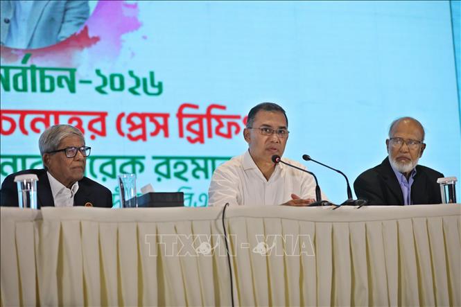 (Tư liệu) Ông Tarique Rahman phát biểu tại cuộc họp báo ở Dhaka, Bangladesh. Ảnh: THX/TTXVN