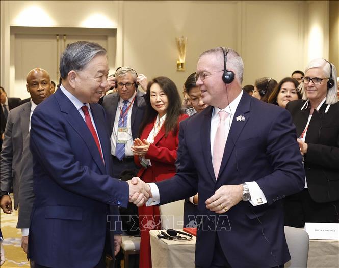 Tổng Bí thư Tô Lâm đến dự lễ ký và trao các hợp đồng và thoả thuận hợp tác giữa Việt Nam và Hoa Kỳ. Ảnh: Thống Nhất – TTXVN