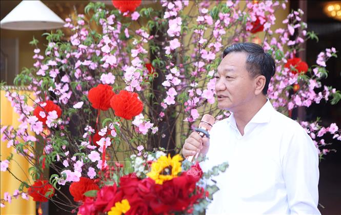 Đại sứ Việt Nam tại Lào Nguyễn Minh Tâm phát biểu tại sự kiện. Ảnh: Xuân Tú - PV TTXVN tại Lào