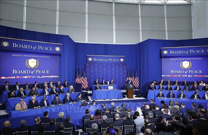 Phiên khai mạc Hội đồng Hoà bình về Gaza tại Thủ đô Washington D.C., Hoa Kỳ. Ảnh: Thống Nhất – TTXVN