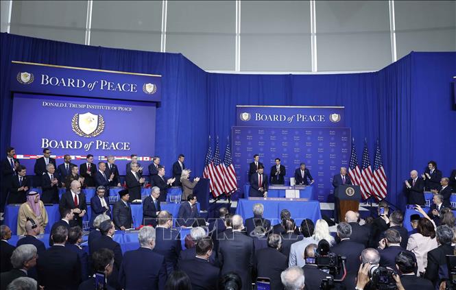 Phiên khai mạc Hội đồng Hoà bình về Gaza tại Thủ đô Washington D.C., Hoa Kỳ. Ảnh: Thống Nhất – TTXVN