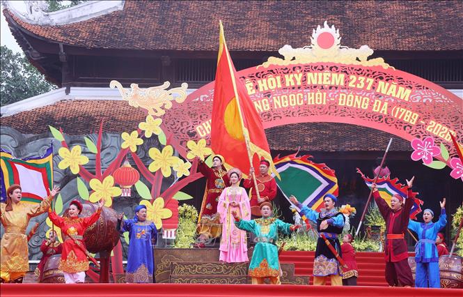 Chương trình nghệ thuật – sử thi tại Lễ hội kỷ niệm 237 năm Chiến thắng Ngọc Hồi - Đống Đa (1789 - 2026). Ảnh: Văn Điệp – TTXVN