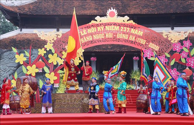 Chương trình nghệ thuật – sử thi tại Lễ hội kỷ niệm 237 năm Chiến thắng Ngọc Hồi - Đống Đa (1789 - 2026). Ảnh: Văn Điệp – TTXVN