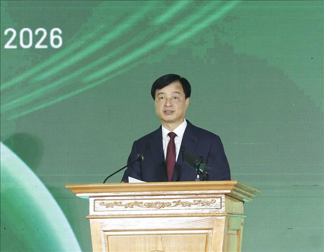 Đồng chí Nguyễn Duy Ngọc, Uỷ viên Bộ Chính trị, Bí thư Thành uỷ Hà Nội phát biểu. Ảnh: Thống Nhất – TTXVN