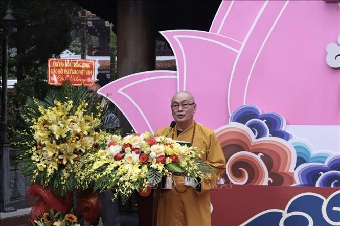 Hoà thượng Thích Thanh Hiền phát biểu khai hội. Ảnh: Trần Việt - TTXVN 