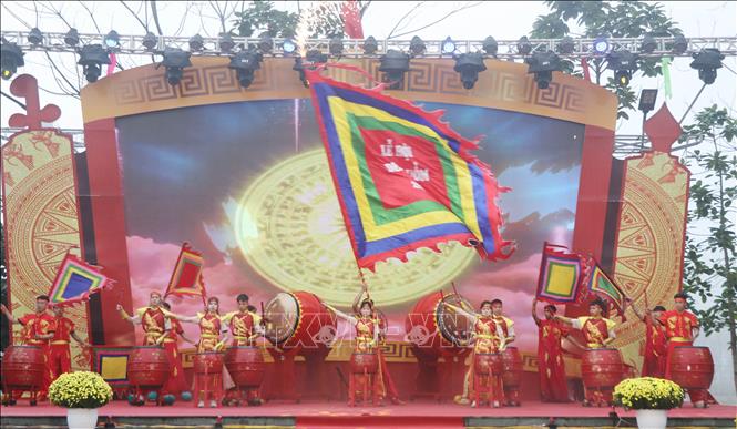 Chương trình nghệ thuật tại Lễ hội đền Đuổm. Ảnh: Vũ Hoàng Giang - TTXVN