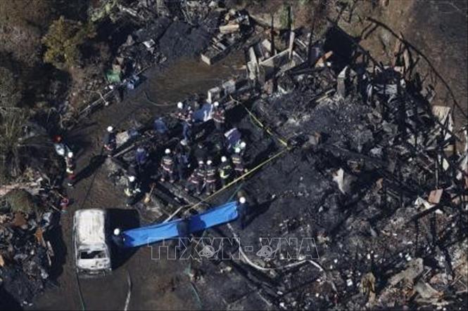 Hiện trường vụ cháy tại thị trấn Mutsuzawa, tỉnh Chiba, Nhật Bản ngày 22/2/2026. Ảnh: Kyodo/TTXVN