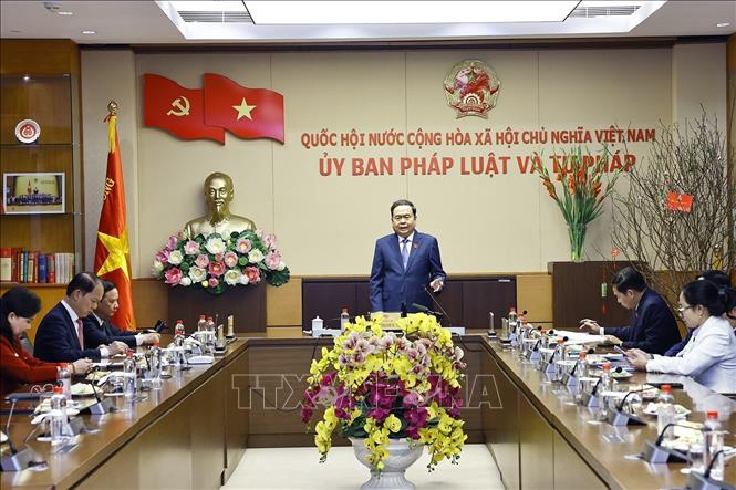 Chủ tịch Quốc hội Trần Thanh Mẫn phát biểu. Ảnh: Doãn Tấn - TTXVN