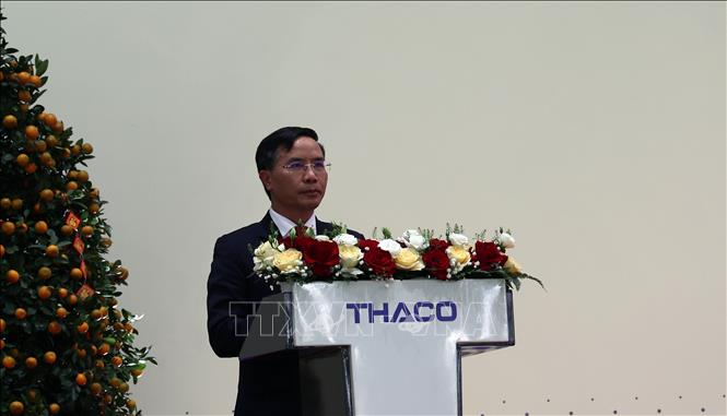 Chủ tịch UBND thành phố Đà Nẵng Phạm Đức Ấn phát biểu tại lễ ra quân đầu năm 2026 của tập đoàn Thaco. Ảnh: Trần Tĩnh - TTXVN 