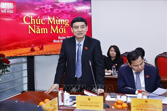  Chủ nhiệm Ủy ban Văn hóa và Xã hội của Quốc hội Nguyễn Đắc Vinh phát biểu. Ảnh: Doãn Tấn - TTXVN