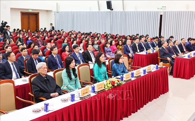 Cán bộ, phóng viên, biên tập viên của Thông tấn xã Việt Nam tham dự sự kiện. Ảnh: Minh Đức – TTXVN