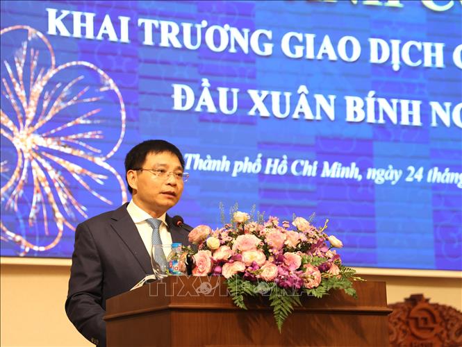 Bộ trưởng Bộ Tài chính Nguyễn Văn Thắng phát biểu chỉ đạo tại buổi lễ. Ảnh: Hứa Chung-TTXVN