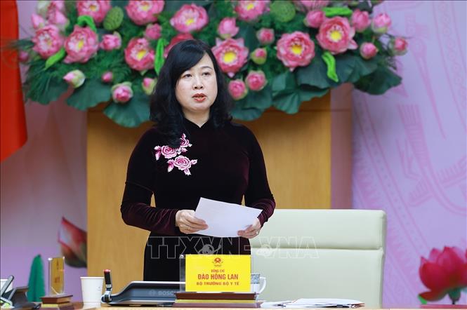 Bộ trưởng Bộ Y tế Đào Hồng Lan phát biểu. Ảnh: Dương Giang-TTXVN 