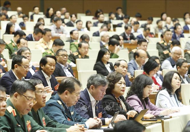 Các đại biểu tham dự hội nghị tại điểm cầu chính Hội trường Diên Hồng. Ảnh: Thống Nhất – TTXVN