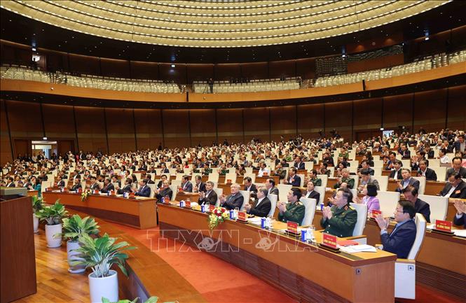 Các đại biểu dự hội nghị tại điểm cầu chính Hội trường Diên Hồng. Ảnh: Phương Hoa - TTXVN 