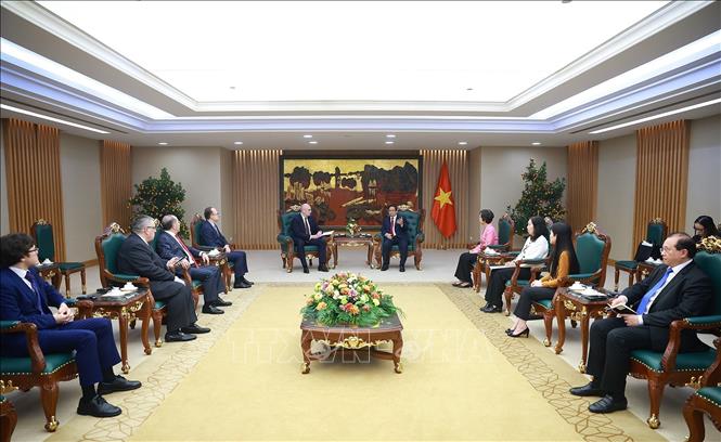  Thủ tướng Phạm Minh Chính tiếp Tổng giám đốc Hãng thông tấn TASS (Liên bang Nga) Andrey Kondrashov. Ảnh: Dương Giang-TTXVN
