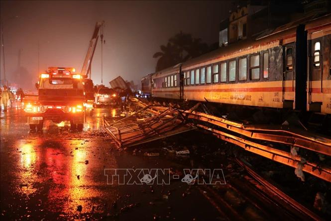 Hiện trường vụ tai nạn. Ảnh: Phạm Tuấn Anh - TTXVN
