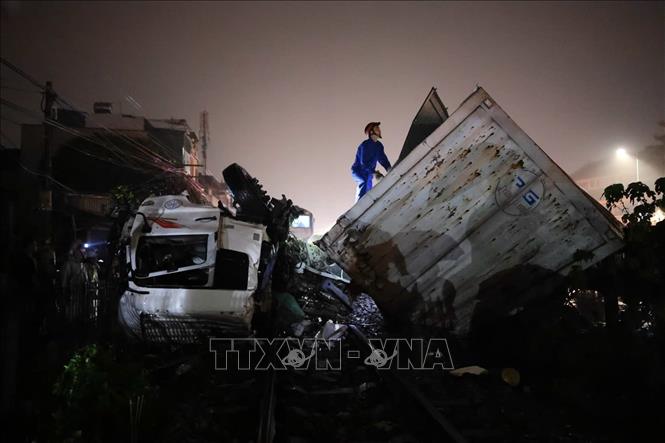 Hiện trường vụ tai nạn. Ảnh: Phạm Tuấn Anh - TTXVN