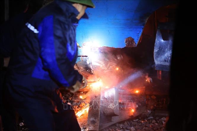 Hiện trường vụ tai nạn. Ảnh: Phạm Tuấn Anh - TTXVN