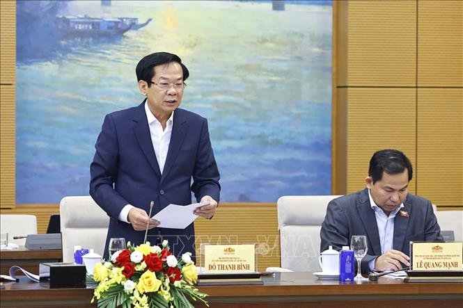 Bộ trưởng Bộ Nội vụ Đỗ Thanh Bình, Uỷ viên Hội đồng bầu cử Quốc gia phát biểu. Ảnh: Doãn Tấn - TTXVN