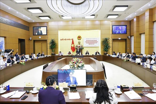 Chủ tịch Quốc hội Trần Thanh Mẫn, Chủ tịch Hội đồng bầu cử Quốc gia phát biểu. Ảnh: Doãn Tấn - TTXVN