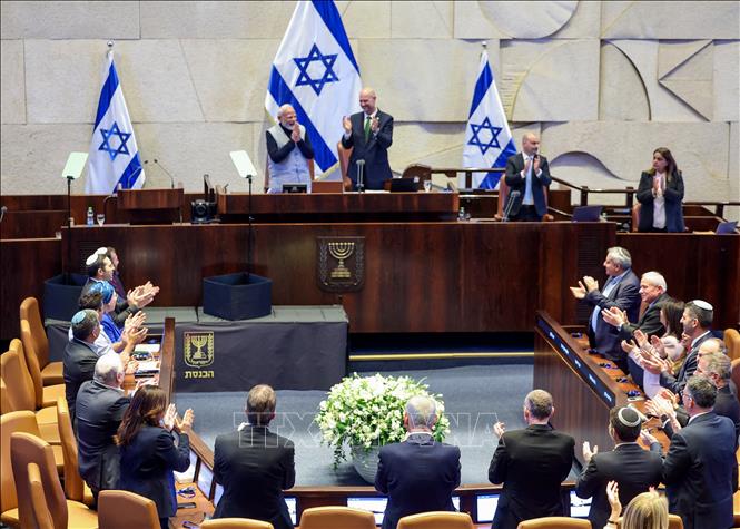 Thủ tướng Ấn Độ Narendra Modi phát biểu trước Quốc hội Israel, tại Jerusalem ngày 25/2/2026. Ảnh: ANI/TTXVN
