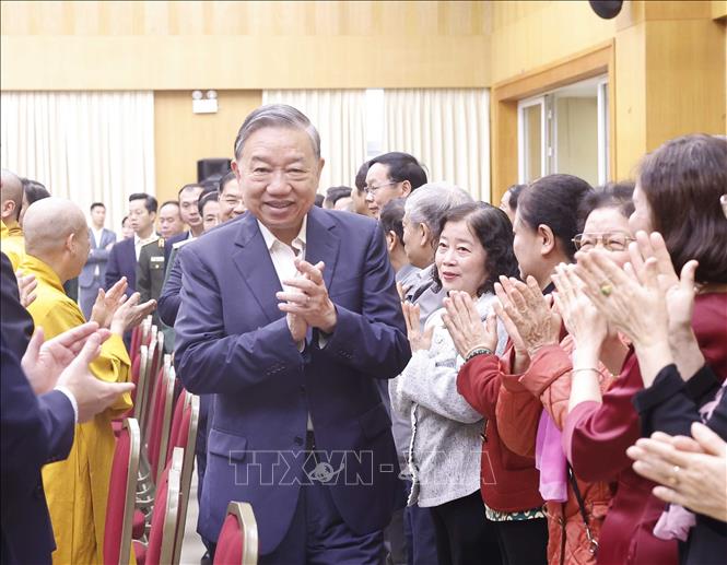 Tổng Bí thư Tô Lâm đến dự hội nghị. Ảnh: Thống Nhất – TTXVN