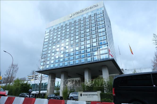 Địa điểm diễn ra đàm phán ba bên giữa đại diện Nga, Mỹ và Ukraine tại Geneva, Thuỵ Sĩ ngày 17/2/2026. Ảnh: THX/TTXVN