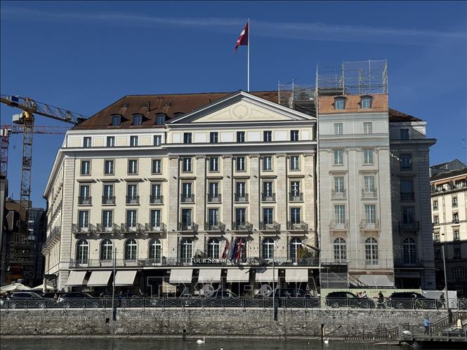 Địa điểm diễn ra đàm phán giữa đại diện Mỹ và Ukraine tại Geneva, Thuỵ Sĩ ngày 26/2/2026. Ảnh: Anadolu Agency/TTXVN