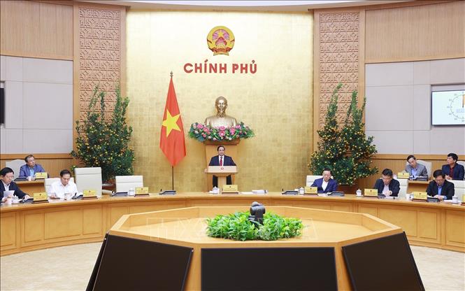 Thủ tướng Phạm Minh Chính chủ trì Phiên họp Chính phủ chuyên đề về xây dựng pháp luật tháng 2 năm 2026. Ảnh: Dương Giang-TTXVN 
