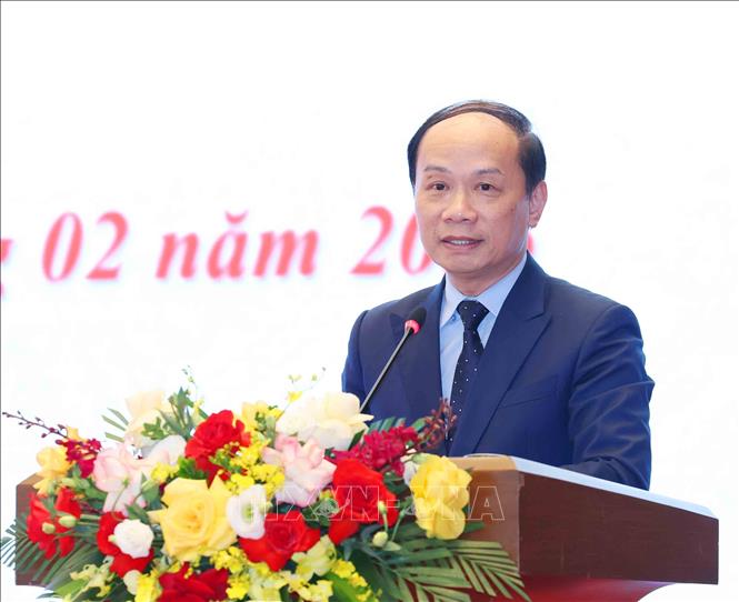 Đồng chí Phạm Tất Thắng, Uỷ viên Trung ương Đảng, Phó Trưởng Ban Tuyên giáo và Dân vận Trung ương phát biểu định hướng tuyên truyền. Ảnh: Phương Hoa – TTXVN