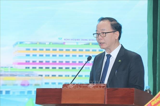 Thầy thuốc nhân dân.PGS.TS.BS Trần Minh Điển, Giám đốc Bệnh viện Nhi Trung ương phát biểu. Ảnh: Minh Quyết - TTXVN