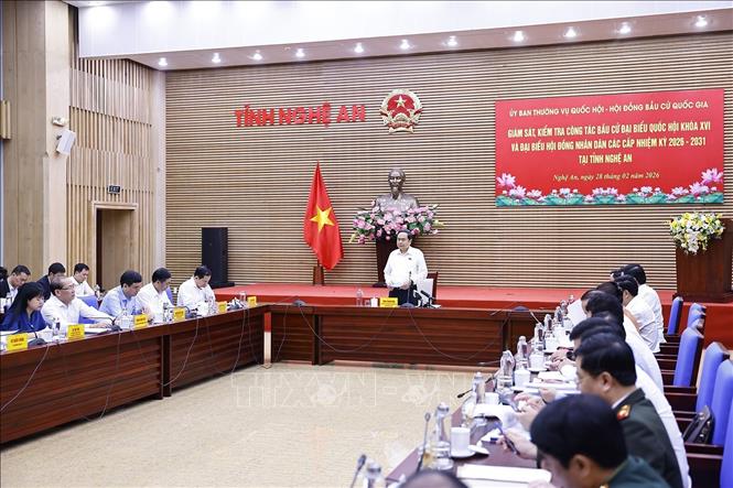 Chủ tịch Quốc hội Trần Thanh Mẫn, Chủ tịch Hội đồng Bầu cử quốc gia phát biểu. Ảnh: Doãn Tấn - TTXVN