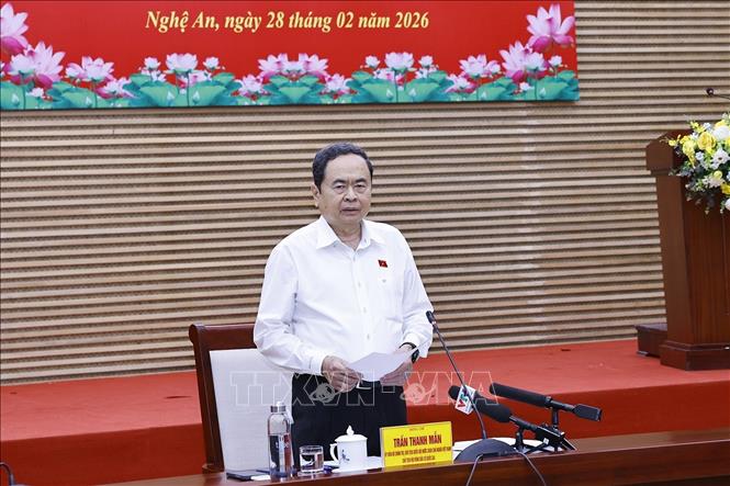 Chủ tịch Quốc hội Trần Thanh Mẫn, Chủ tịch Hội đồng Bầu cử quốc gia phát biểu. Ảnh: Doãn Tấn - TTXVN