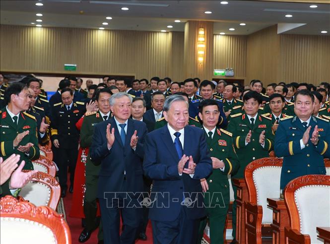 Tổng Bí thư Tô Lâm đến dự buổi lễ. Ảnh: Trọng Đức – TTXVN